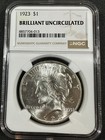 1923 Peace Silver Dollar Brilliant Uncirculated 90  Silver Us Coin  1