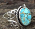 Blue Copper Turquoise 925 Sterling Silver Anniversary Gifts Ring Jewelry