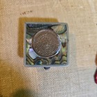 Vintage Alpaca Hechoen Mexico Inlaid Abalone Aztec  Calander Pill Trinket Box