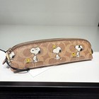 Coach X Peanuts Pencil Case In Signature Canvas With Snoopy Print Cbt17