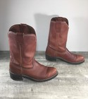 Cowboy Western Leather Biker Motorcycle Pull On Mens Roper Boots Size 8 Vintage
