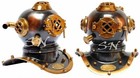 Set Of 2 Pc 6  Antique Finish Brass Sea Us Navy Mark V Mini Diving Divers Helmet