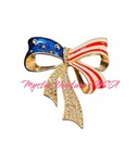 Flag Bow Pin Brooch Red Fashion Jewelry Fast Free Ship