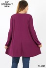 Long Sleeve Plus Size Swing Tunic With Pockets