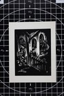 Vtg Art Ex-libris Bookplate Man Woman House Fence Y0548