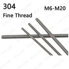 Fine Thread 304 Stainless Steel Threaded Rods Metric Thread Studs Bolts M6-m20