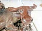 Hand Carved Wooden Oriental Guy On Water Buffalo Figural Display Statue