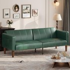 Convertible Futon Sofa Bed  Faux Leather Loveseat Sleeper Couch For Small Space