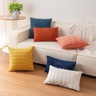 2 Pack Corduroy Throw Pillow Covers 18x18 Soft Decorative Cushion Cases Cream Wh