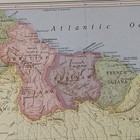 Antique 1956 Map Of The Guianas   Northern Brazil 14   x11   