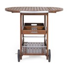 Oak Silver Wood Bar Cart Modern Industrial Rolling Serving Cart