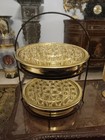 Vtg Artistic Churchware 2 Gold-tone Communion Cup Trays  Stand  38 Wine Glasses 