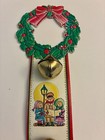 Christmas Wreath Door Knob Hanger Decor Faux Leather 3 Sleign Bells
