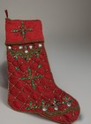 Kim Seybert Royal 2 Hand Beaded Embellished Red Green Gold Christmas Stockings