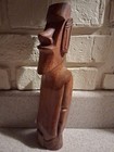 Easter Island Rapa Nui Hand Carved 11  Moai Tiki Figure Wooden Sculpture Mcm Bar