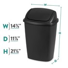 7 5 Gallon Kitchen Trash Can With Swing Top Lid Black Plastic Garbage Bin