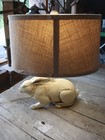 Crestview Collection Bunny Rabbit Resin Table Lamp Burlap Shade Cottage Easter 