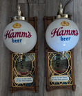 Pair Hamm s Globe Light Beer Sign Sconce Lamp Set Plastic 20  Red Canoe Scene