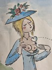 Vintage Original Peynet Perrier Jouet Champagne Advertising Poster Nude 1960s