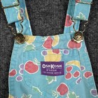 Vintage 90s Oshkosh Turquoise Blue Cherry Pineapple Fruit Overalls 4t Shortalls
