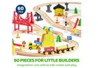 60pcs Wooden Train Set - Engineering Railway With Magnetic Crane  Trains
