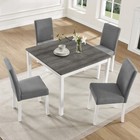 5-piece Square Wooden Dining Table Set W  4 Linen Upholstered Chairs For Kitchen