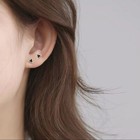 Women Silver Black Triangle Ear Stud Earrings Minimalist Jewelry Surgical Steel