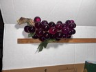 Vintage Large Royal Purple Lucite Grapes Cluster On Driftwood Mcm  16 5   