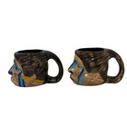 Mai-kai Shrunken Head Mugs Omc Japan Pair Vintage