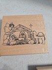 Lot Of 5 Christmas Wood Mounted Rubber Stamps