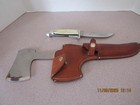 Vintage Western Knife And Hatchet   Axe Combo With Leather Sheath