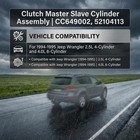 Master And Slave Cylinder Assembly For Jeep Wrangler 94-95