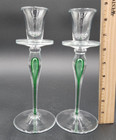 Vintage Hand Blown Glass Candlestick Holders
