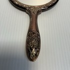 Vintage Silver Plated Round Hand Held Vanity Mirror Floral Art Deco Victorian 9   