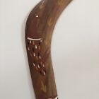 Vintage Australia Hand Painted Solid Wood Wooden Boomerang Snake   Kangaroo 16 5