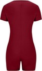 Women s Square Neck Yoga Jumpsuit Short Sleeve Athletic Romper Bodycon Bodysuit