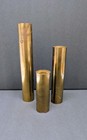Vintage Mid Century Modern Brass Cylinder Candle Holders Candlesticks Set 3 Mcm
