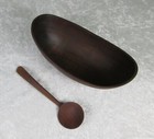 Danish Modern Teak Serving Bowl   Dish And Spoon 8-1 4 Inch Long Vintage Mcm