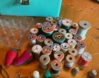 Sewing Box Wooden Thread Spools Sewing Notions Coats   Clark Spools Vintage