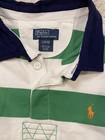Polo Ralph Lauren Boys L Large 14-16 Long Sleeve Rugby Shirt Green White Striped