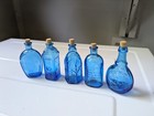 Vintage Wheaton Small Blue Glass Bottles Lot Of 5 With Stoppers
