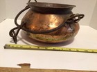 Antique Hand Hammered Copper Cauldron Pot With Hand Forged Handle