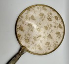 Vintage Ornate Handheld Vanity Mirror Pair Gold Tone Floral Handles 14 