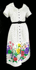 Vintage 70s 80s Barrie Cotton A Line Shirt Dress Polka Dot Floral Country Xl