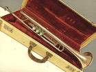 Silvertone France Nickel Finish Vtg Trumpet  36649 W  Mouth Piece   Worn Case