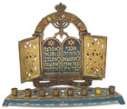 Vntg Jewish Hebrew Hanukkah Menorah Israel Judaism Judaca Lions Of Judah 10 Comm