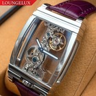 Mens Silver Bridge Manual Mechanical Watch - Purple Leather Diasteria 1688
