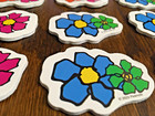 Spring - Summer Flowers Multicolor Shapes  12 Self Adhesive Foam Shapes Stickers