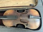 Rare Antique Violin With Wooden Coffin Case 