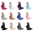 Women Cotton Jersey Muslim Long Scarf Rhinestones Headscarf Hijab Shawl Headwrap